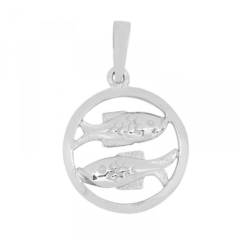 12 mm Siersbøl stjernetegn fisken vedhæng i rhodineret sølv