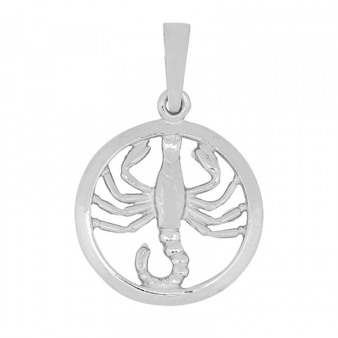 15 mm Siersbøl stjernetegn skorpionen vedhæng i rhodineret sølv