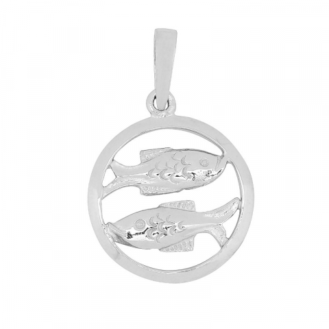 15 mm Siersbøl stjernetegn fisken vedhæng i rhodineret sølv