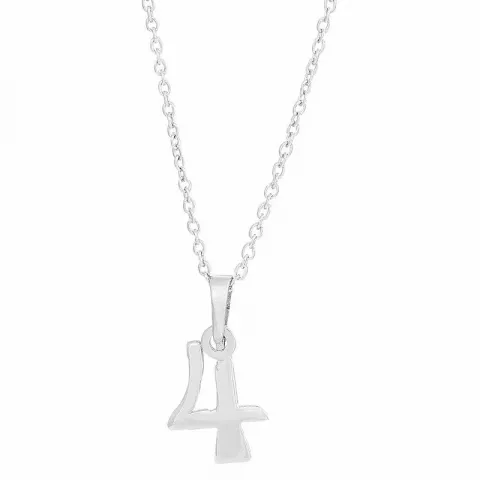 Elegant Siersbøl tallet 4 vedhæng med halskæde i sølv
