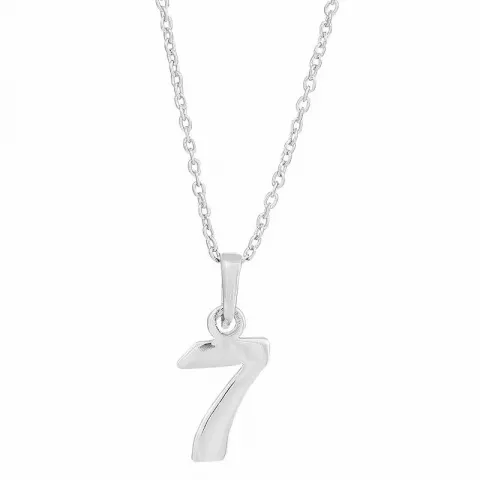 Siersbøl tallet 7 vedhæng med halskæde i sølv