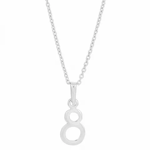 Siersbøl tallet 8 vedhæng med halskæde i sølv