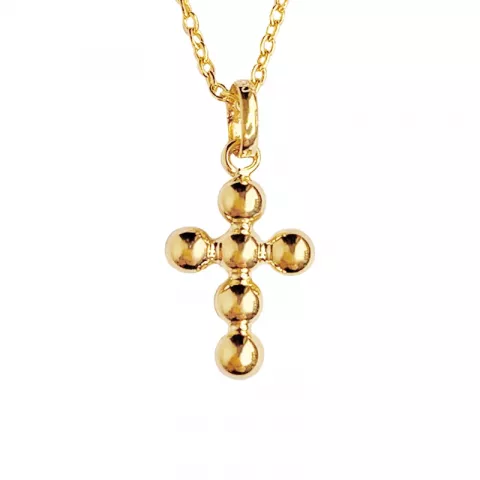 Siersbøl kors vedhæng med halskæde i 8 karat guld med forgyldt sølvhalskæde