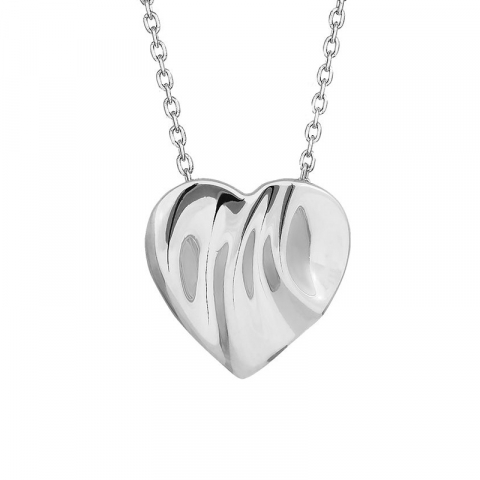Siersbøl hjerte vedhæng med halskæde i rhodineret sølv