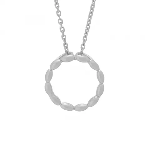 Siersbøl cirkel vedhæng med halskæde i rhodineret sølv