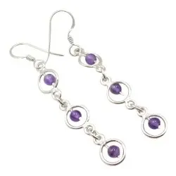 Lange ametyst sølvøreringe i sølv