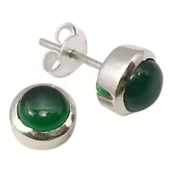 runde grønne onyks øreringe i sølv