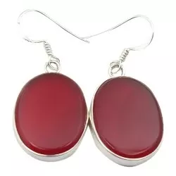 ovale røde øreringe i sølv