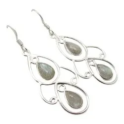 Store dråbe hvide øreringe i sølv