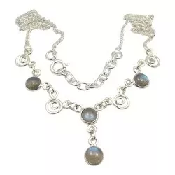 Rund abstrakt multifarvet halskæde i sølv