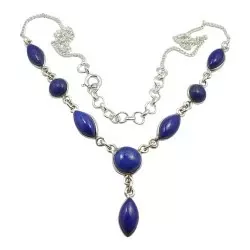 blå halskæde i sølv