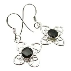 Sorte onyks øreringe i sølv