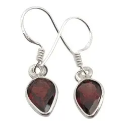 Røde granat øreringe i sølv