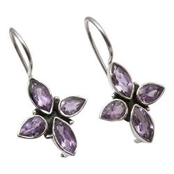 Lilla ametyst øreringe i oxideret sterlingsølv