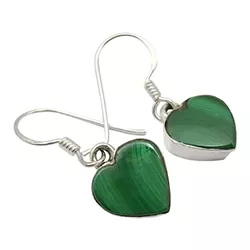 Hjerte grønne øreringe i sølv