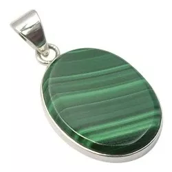 Ovalt grøn vedhæng i sølv