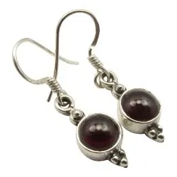 Røde granat øreringe i sølv