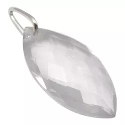 Ovalt hvid krystal vedhæng i sølv