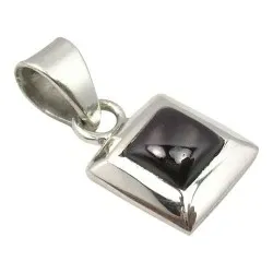 Firkantet granat vedhæng i sølv