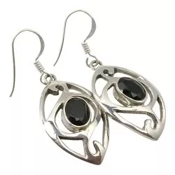 Ovale sorte onyks øreringe i sølv