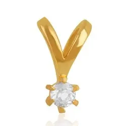 hvid krystal solitairevedhæng i forgyldt sølv