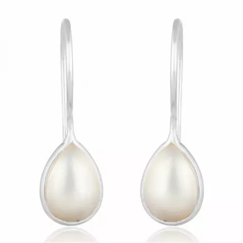 Lange dråbe perle øreringe i sølv