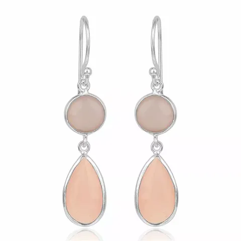 lange calcedon øreringe i sølv