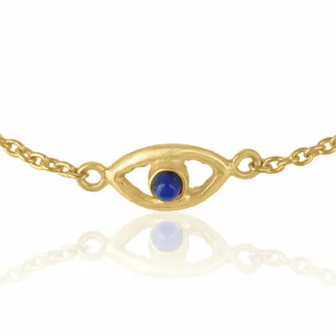 Kollektionsprøve evil eye lapis lazuli armbånd i forgyldt sølv med vedhæng i forgyldt sølv