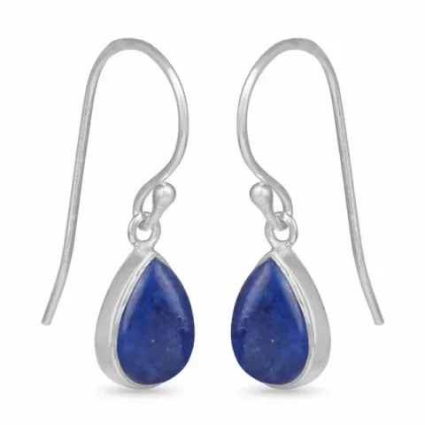 lange dråbe lapis lazuli øreringe i sølv
