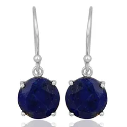 Runde blå lapis lazuli øreringe i sølv