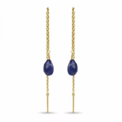 Lange lapis lazuli ørehænger i forgyldt sølv