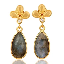 dråbe øreringe i forgyldt sølv