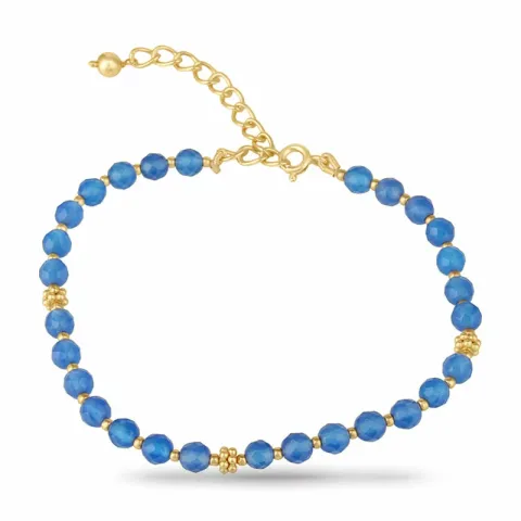 blå calcedon armbånd i forgyldt sølv 14 cm 7 cm x 5,12 mm