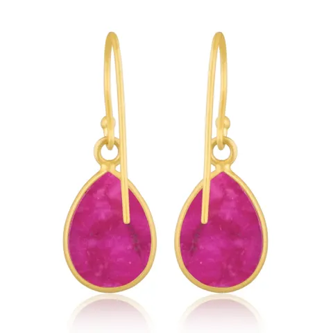 lange rubin øreringe i forgyldt sølv - Loom Stones