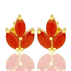 røde onyks ørestikker i forgyldt sølv