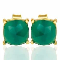 Firkantet ørestikker i forgyldt sølv