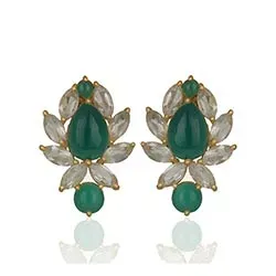 Onyks ørestikker i forgyldt sølv