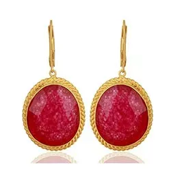 Store pink øreringe i forgyldt sølv