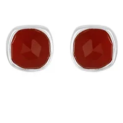 røde onyks øreringe i sølv