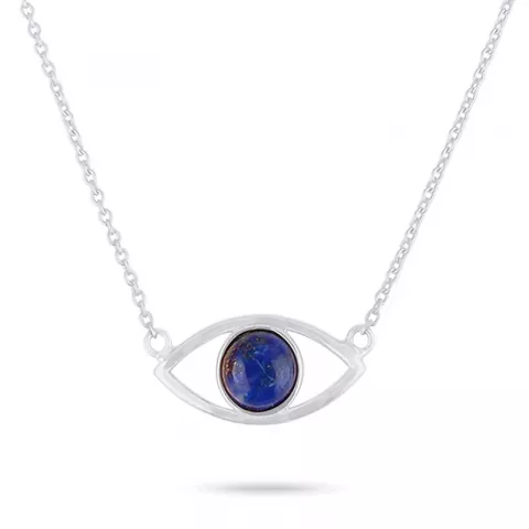 Evil eye lapis lazuli vedhæng med halskæde i sølv med vedhæng i sølv