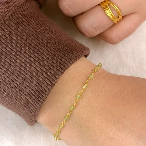 ægte peridot armbånd i forgyldt sølv 15 cm plus 6 cm x 3,0 mm