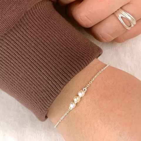 Elegant perle armbånd i sølv 14 cm plus 5 cm x 4,0 mm