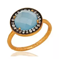 blå ring i forgyldt sølv med oxideret sterlingsølv