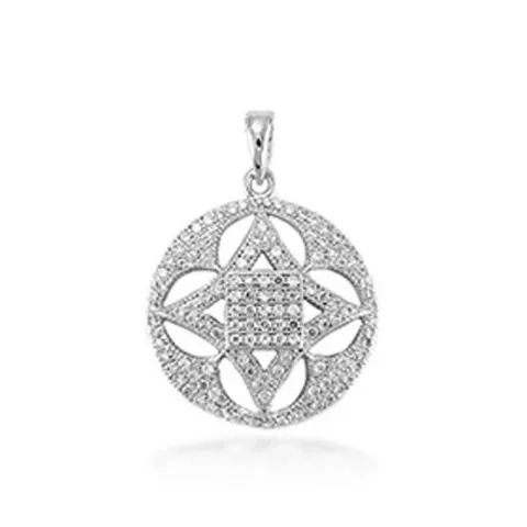 Rundt zirkon vedhæng i sølv