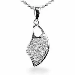 hvid zirkon vedhæng i sølv