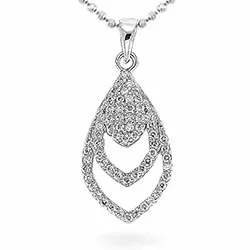 Dråbe hvid zirkon vedhæng i sølv