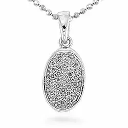 Ovalt zirkon vedhæng i sølv