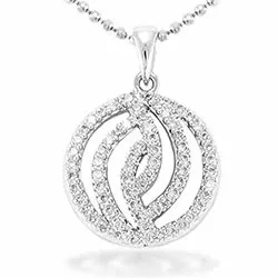 Rundt hvid zirkon vedhæng i sølv