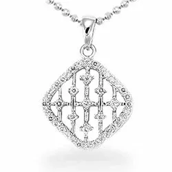 Firkantet zirkon vedhæng i sølv