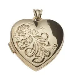 hjerte medaljon i 14 karat guld